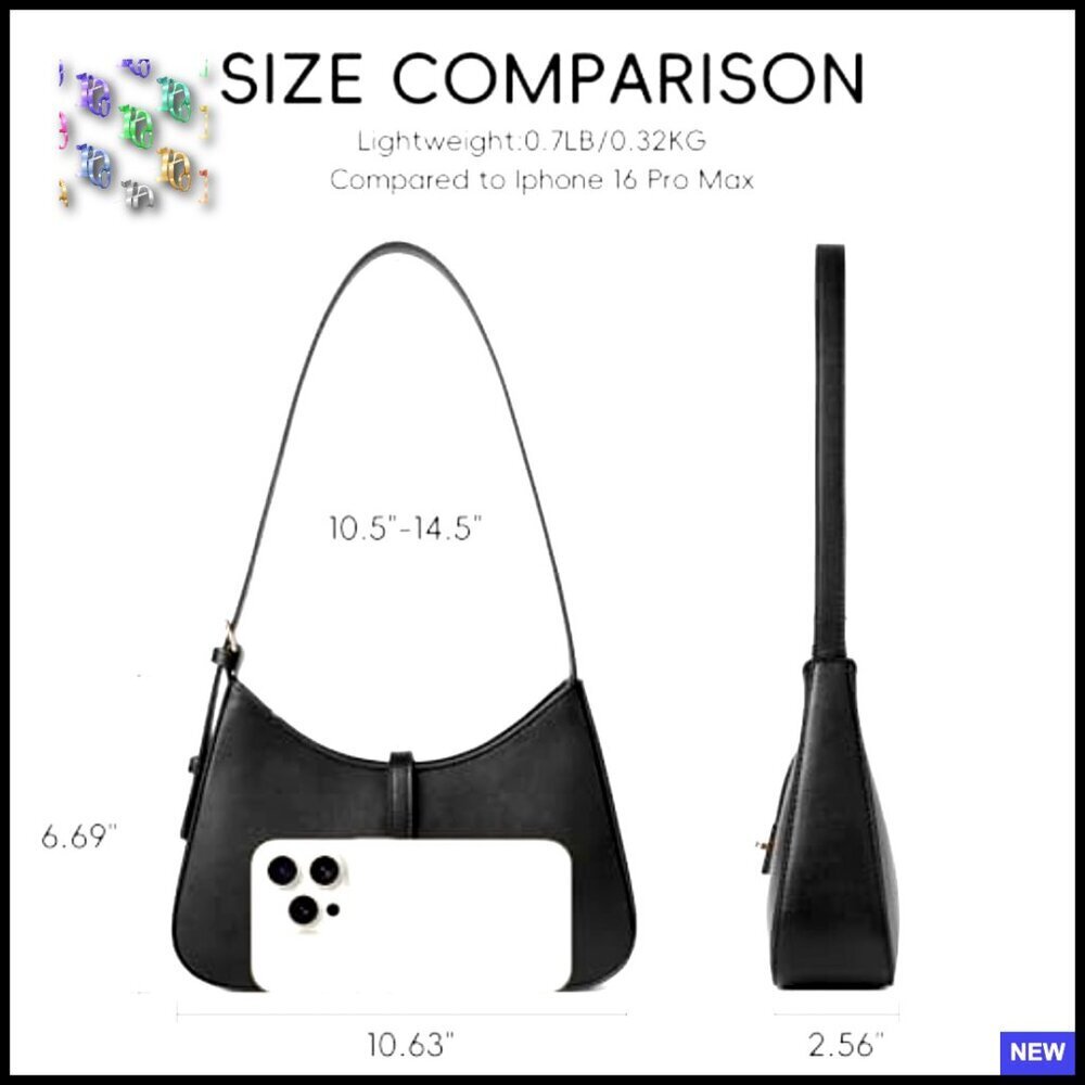 Vegan Leather Hobo Shoulder Bag Crossbody Purse Adjustable Strap Chic Minimal - Picture 3 of 7